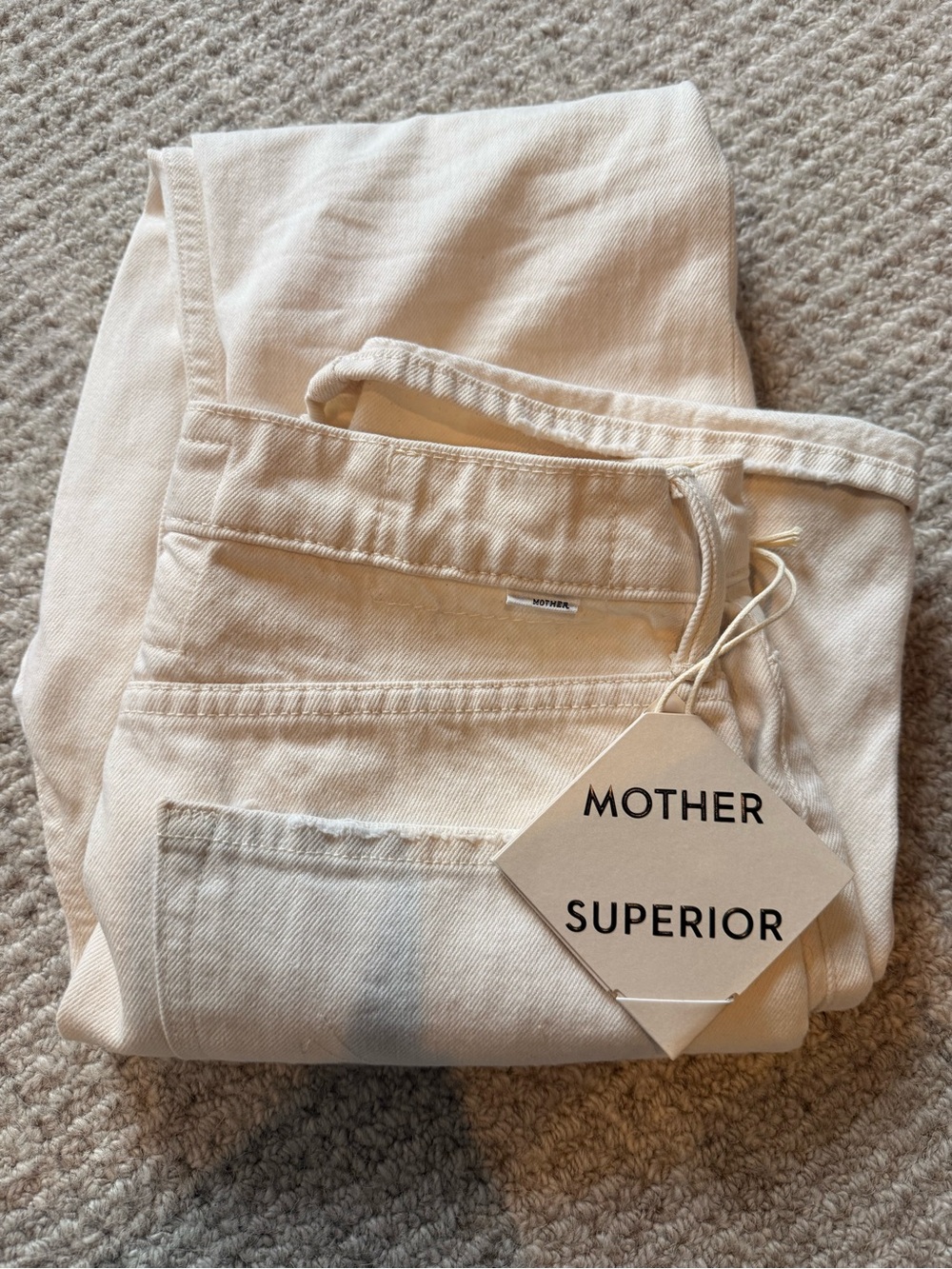 MOTHER Superior Straight-Leg Jeans in Cream